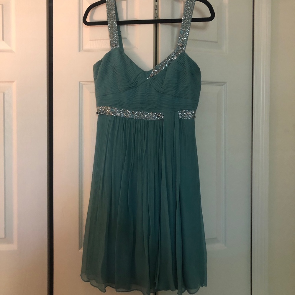 BCGB MaxAzria blue/green chiffon dress